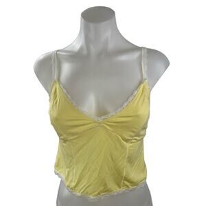 Danielle Guizio Yellow Lace Trim Corset Bustier Cami Camisole Tank Crop Top Sz S